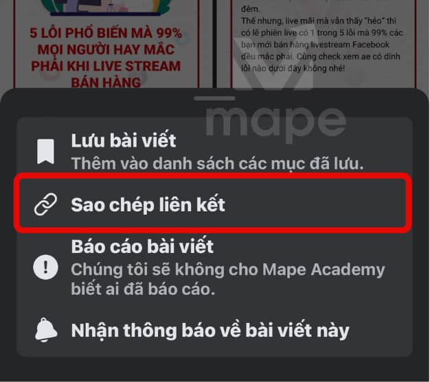 cách sao chép link bài viết video trên facebook