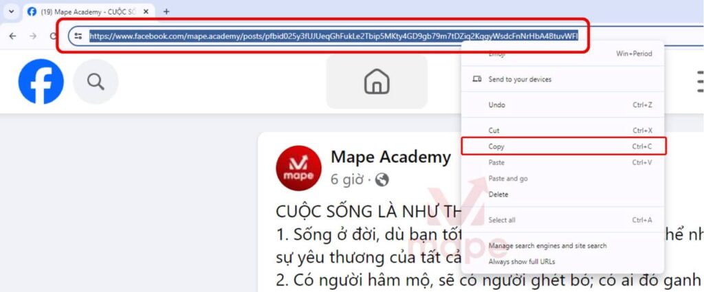 cách sao chép link bài viết video trên facebook