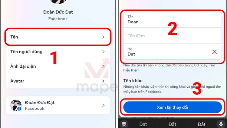 cách đổi tên facebook