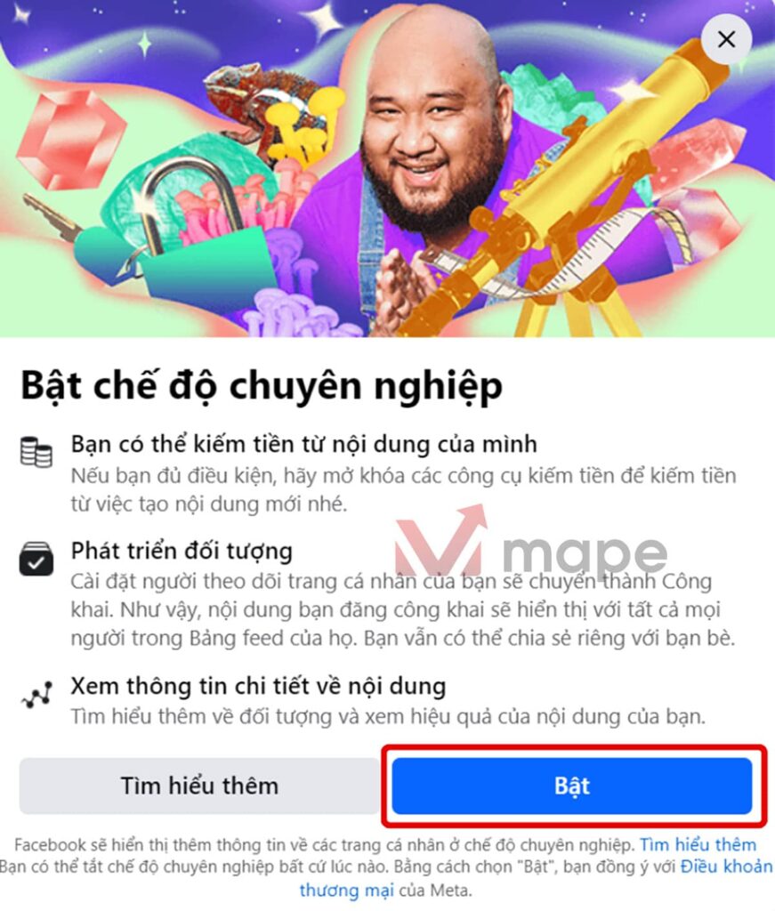 Cách bật chế độ chuyên nghiệp Facebook trên trang cá nhân