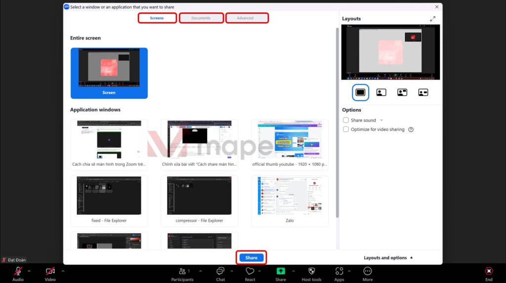 Cách chia sẻ share màn hình trong Zoom trên điện thoại và máy tính đơn giản nhất mape academy