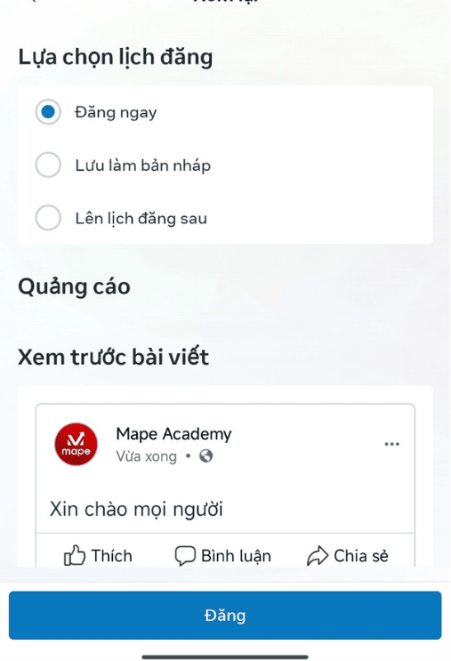 Cách đăng bài và lên lịch bài viết Fanpage Facebook Bằng Meta Business Suite mape academy