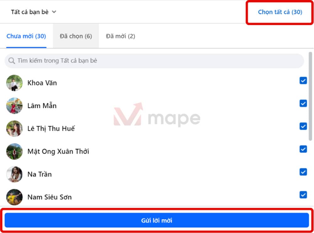 Cách mời bạn bè người lạ thích trang Facebook mới nhất mape academy