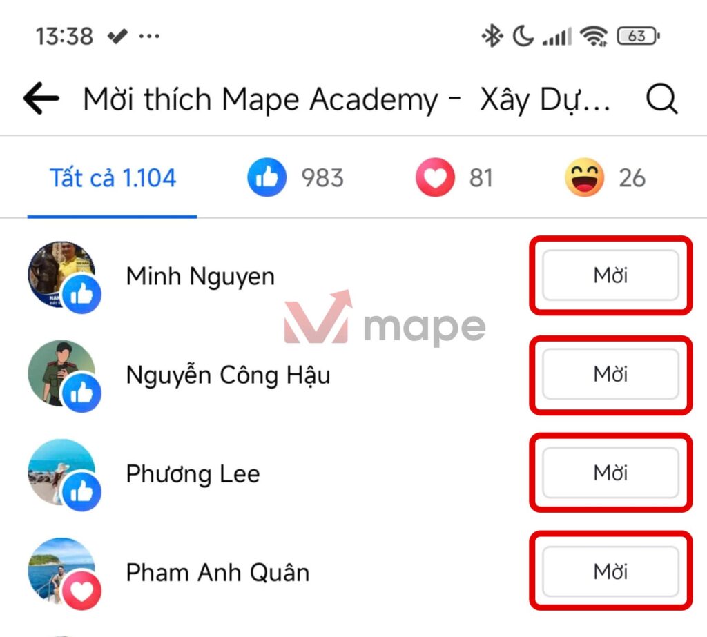 Cách mời bạn bè người lạ thích trang Facebook mới nhất mape academy