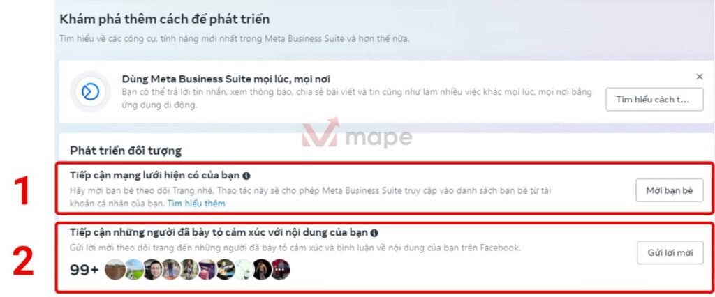 Cách mời mọi người thích trang Fanpage Facebook Bằng Meta Business Suite