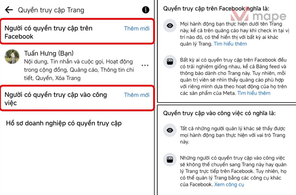 Cách thêm quản trị viên cho Fanpage Facebook mới nhất mape academy3