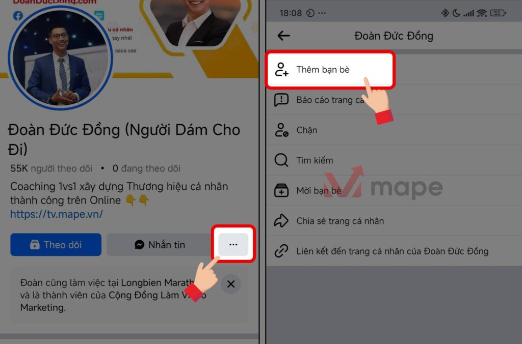 Cách tìm bạn gửi lời mời kết bạn và chấp nhận kết bạn trên Facebook Mape academy 1