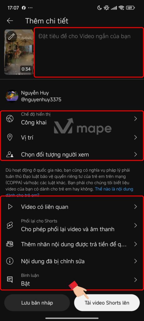 Cách đăng Video Shorts Youtube mape academy