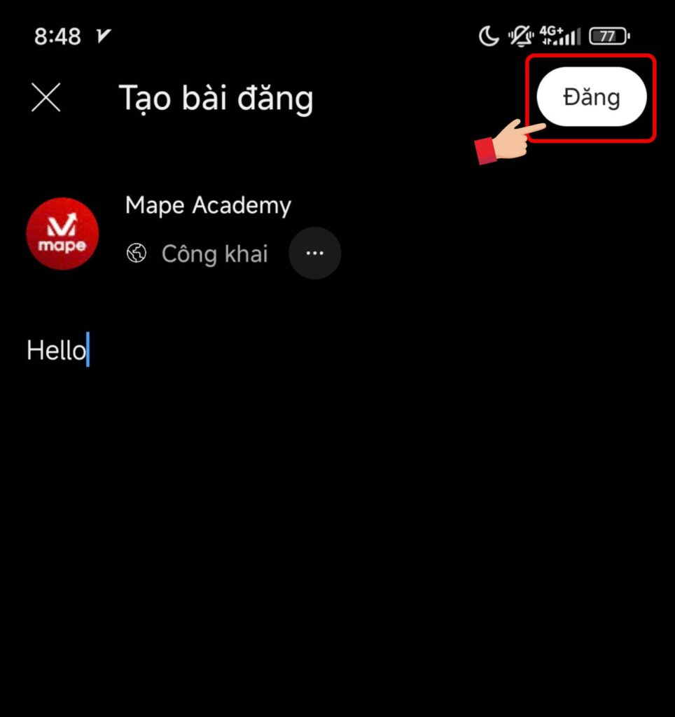 Cách đăng bài viết hình ảnh khảo sát lên kênh Youtube mape academy