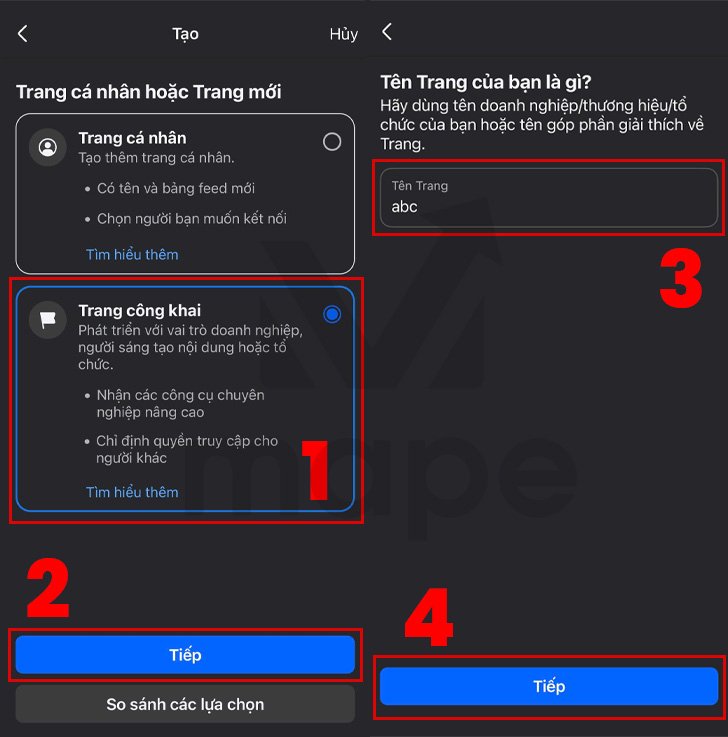 Tạo fanpage Facebook trên điện thoại 2025 - Mape Academy